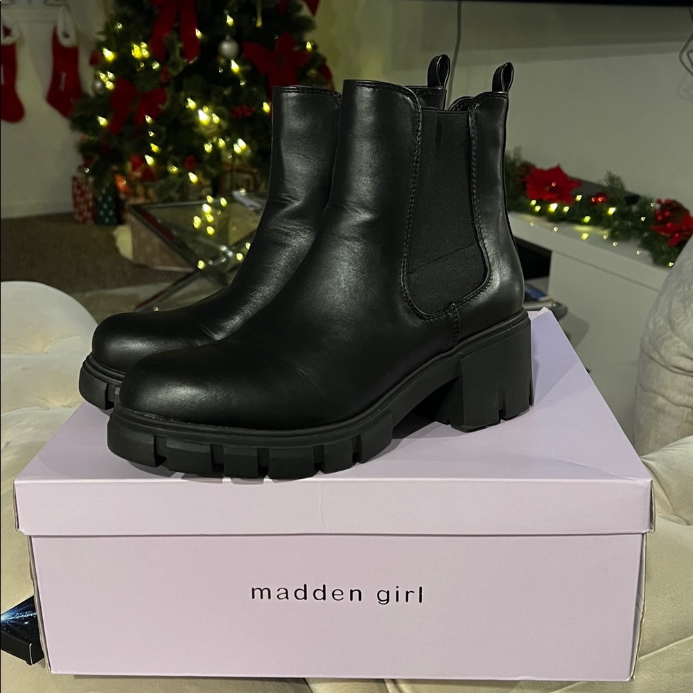 Madden Girl Black Combat Boots